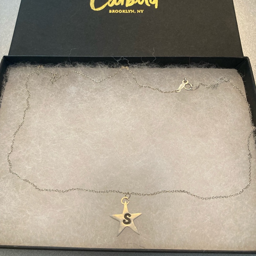 Catbird silver star personalized stacking necklace with initial S